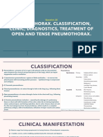 Pneumothorax. Classification, Clinic, Diagnostics, Treatment of Open and Tense Pneumothorax