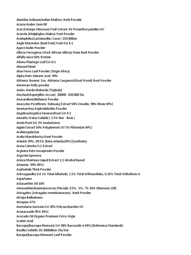 List of nutraceuticals pdf