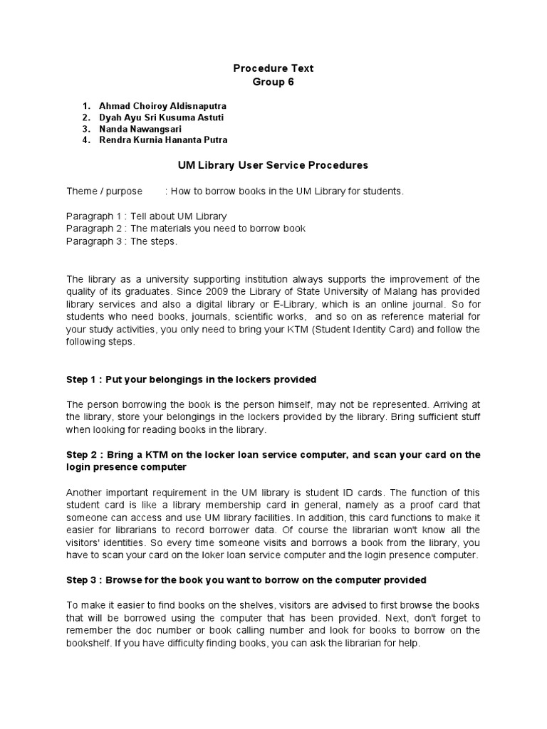 Procedure Text PDF Libraries Books