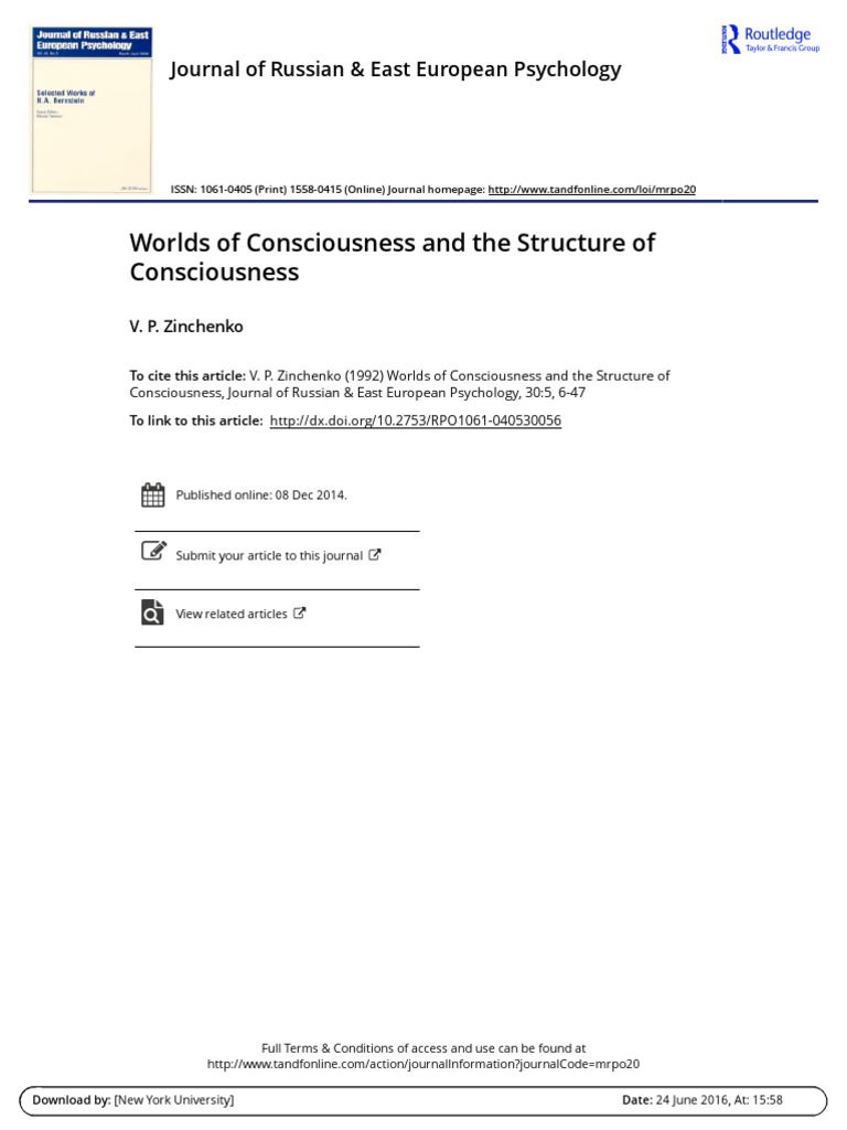 1992 - Worlds of Consciousness and The Structure of Consciousness ...