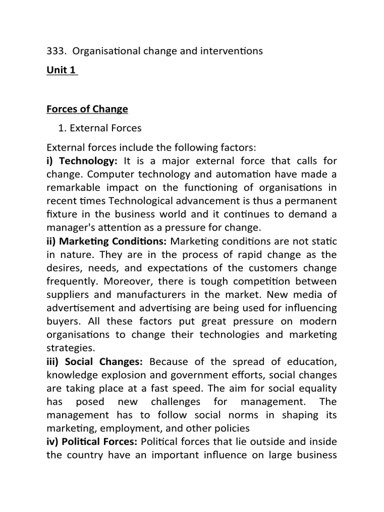 Forces Driving Organizational Change | PDF | Change Management | Marketing