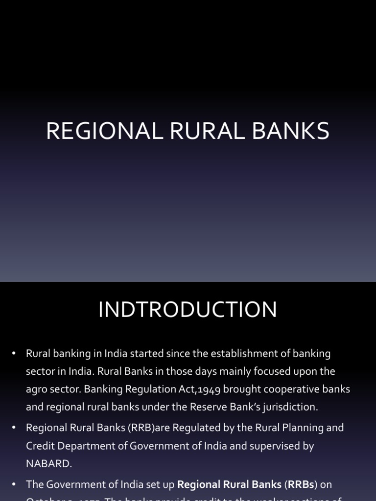 Overview of Regional Rural Banks in India | PDF | Reserve Bank Of India ...