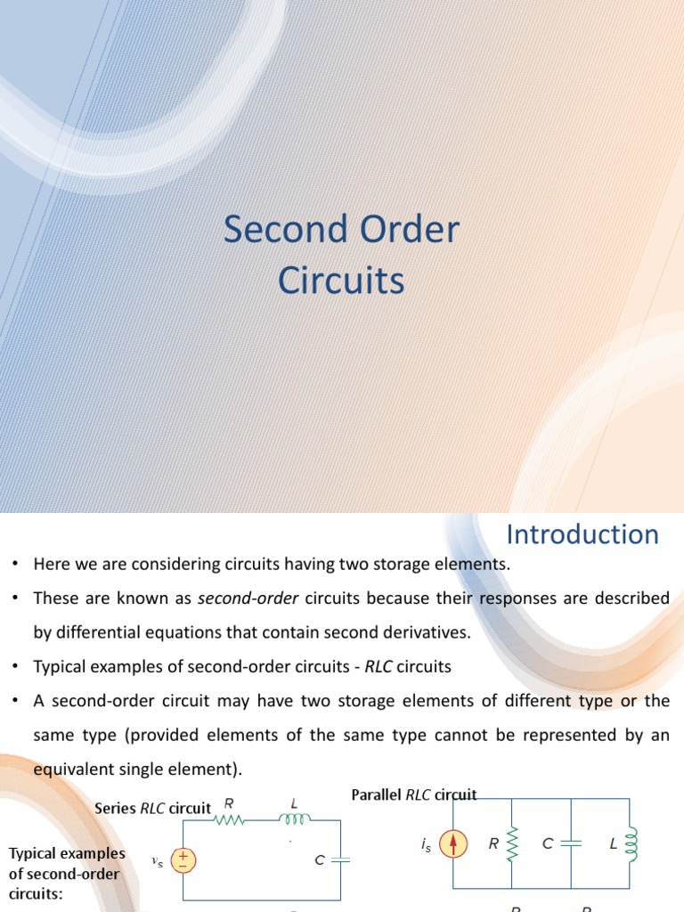 Analysis of second order circuits exploring rlc circuits through