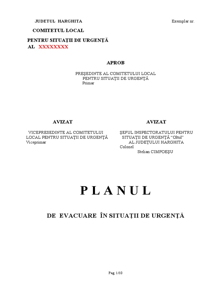 Plan Evacuare Localitate TEXT Modificat | PDF