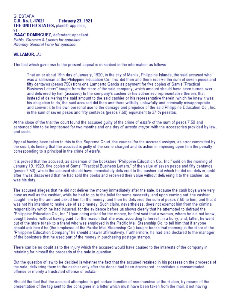 Supreme Court Rules Salesman Guilty of Frustrated Estafa for Failing to ...
