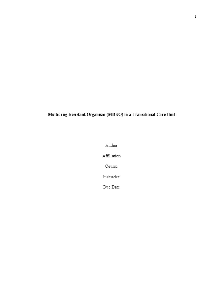 Multidrug Resistant Organism 1 PDF Health Care Nursing