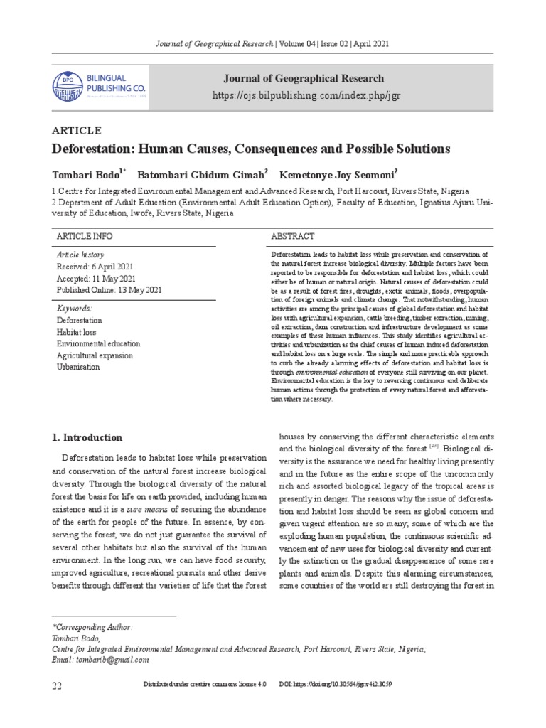 Deforestation: Causes and Consequences | PDF | Deforestation | Habitat ...