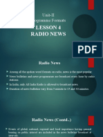 Unit-II Programme Formats: Lesson 4 Radio News