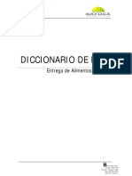 Diccionario de datos de entrega de alimentos