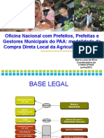 Oficina Nacional com Prefeitos, Prefeitas e Gestores Municipais do PAA: modalidade de Compra Direta Local da Agricultura Familiar