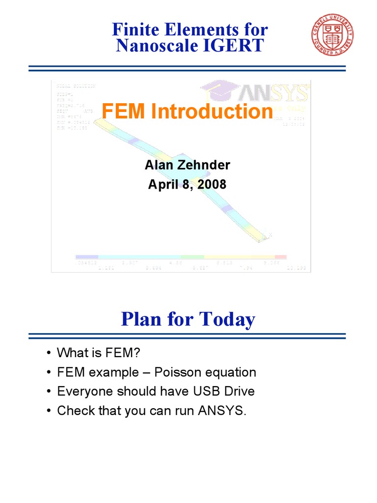 FEM Overview and ANSYS Tutorial | PDF | Finite Element Method | Partial ...