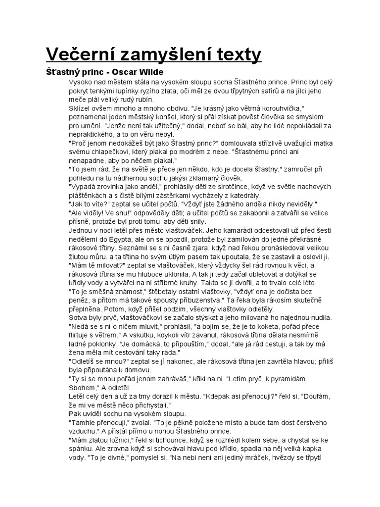 Večerní Zamyšlení Texty | PDF