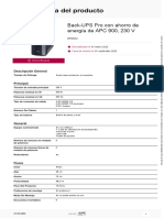Ficha Técnica Del Producto: Back-UPS Pro Con Ahorro de Energía de APC 900, 230 V