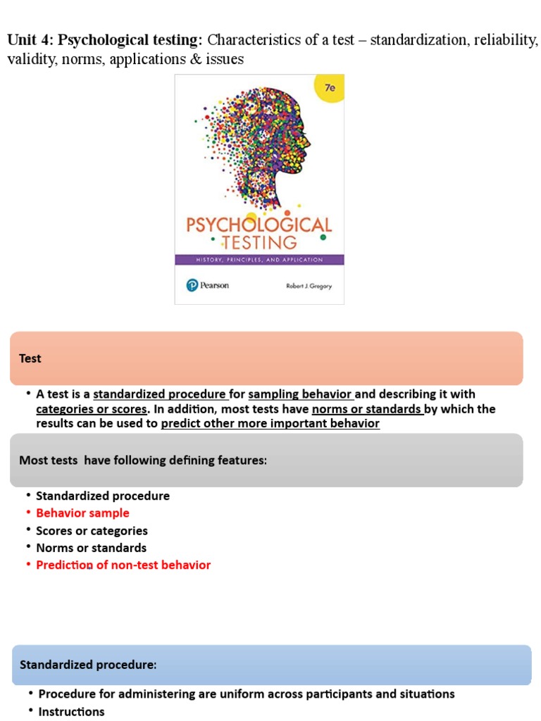 Standardized Procedures in Psychological Testing | PDF | Validity ...