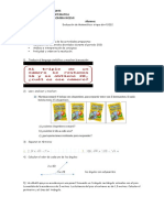 Evaluación de Matemática Febrero 2022