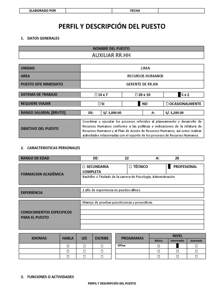 Perfil del Auxiliar de Recursos Humanos | PDF