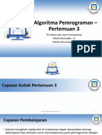 Algoritma Pemrograman - Pertemuan 3: Tim Bahan Ajar Dasar Pemrograman Teknik Informatika - S1 Fakultas Ilmu Komputer