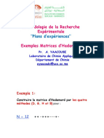 Méthodologie de La Recherche Expérimentale Exemples Matrices D'hadamard Méthodologie de La Recherche Expérimentale Exemples Matrices D'hadamard