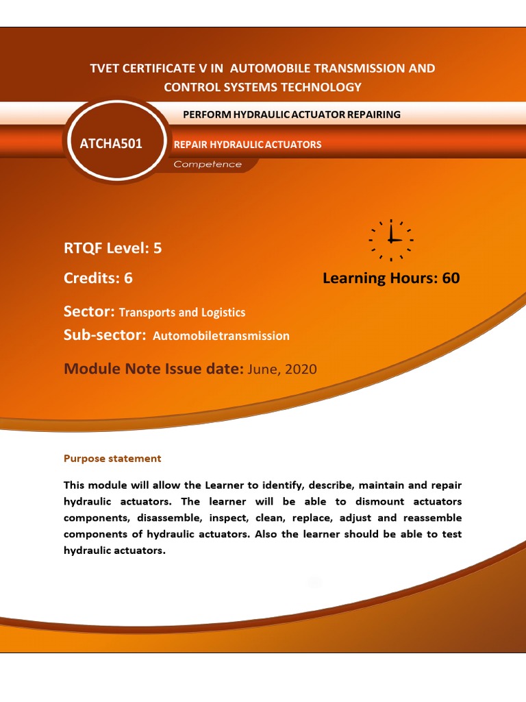 Atcha501Perform Hydraulic Actuator Repairing PDF Electric Motor