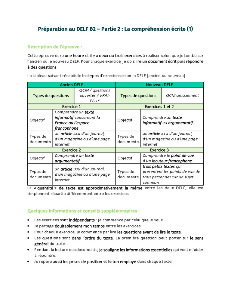 Compréhension écrite DELF B2 : Guide pratique | PDF | Média (Communication)