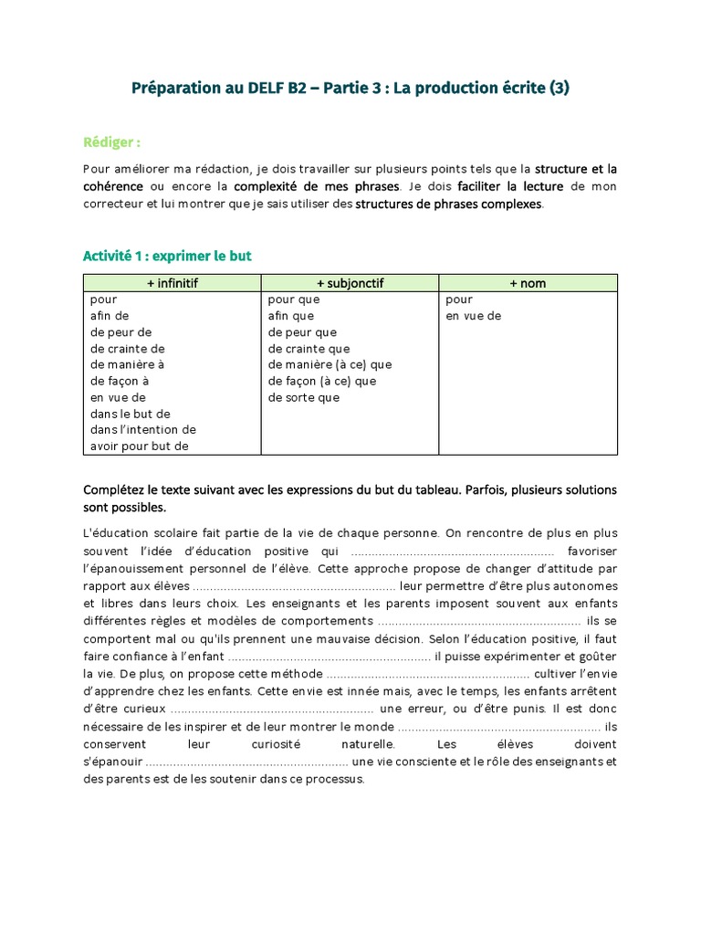 Améliorer la rédaction pour le DELF B2 | PDF