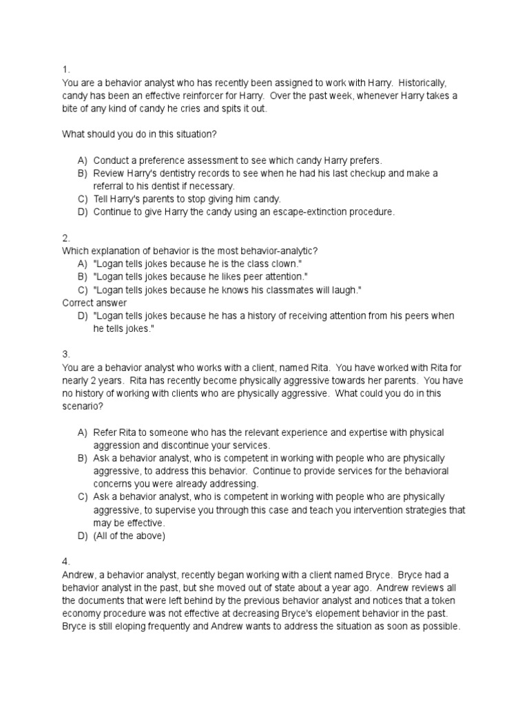 BcBA Exam Questions PDF