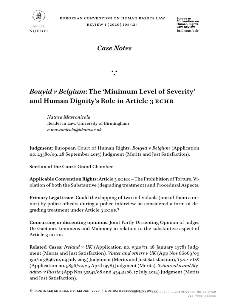 European Convention On Human Rights Case Study – SIHYA