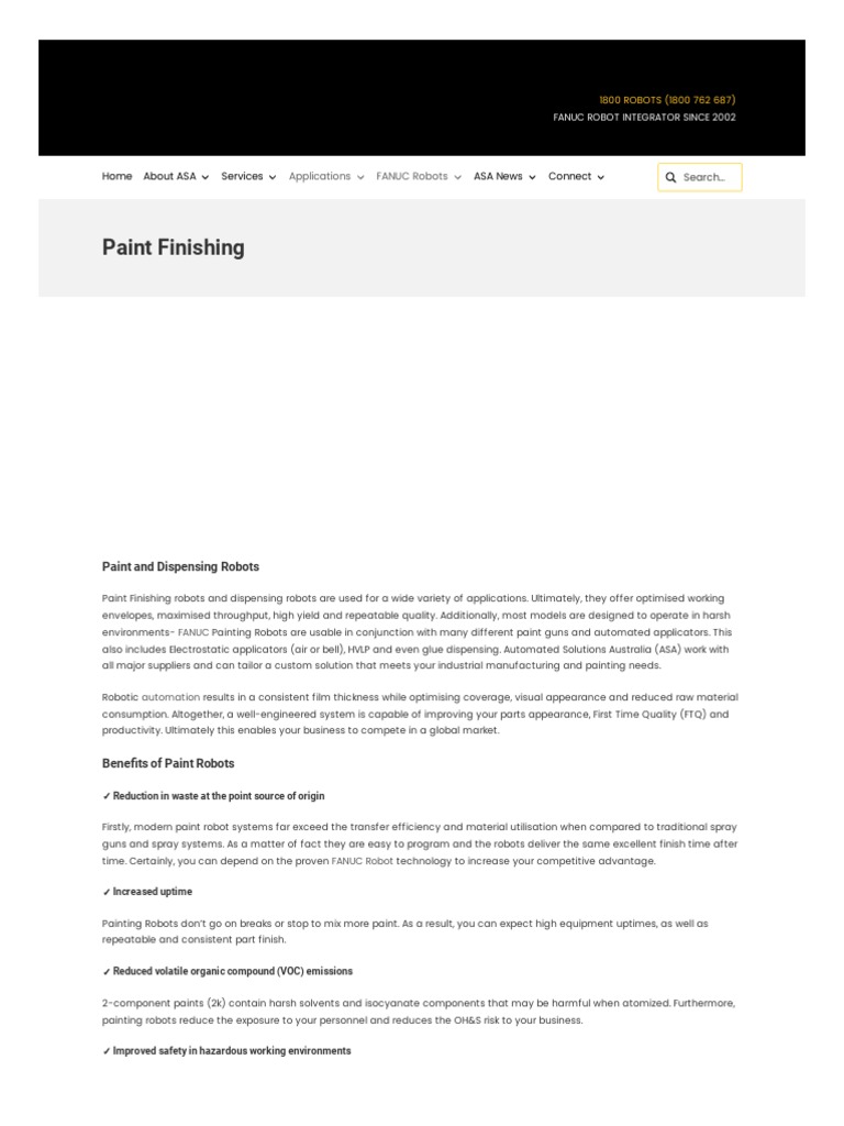 Best Paint Finishing Services Automated Solutions Australia PDF Automation Robot