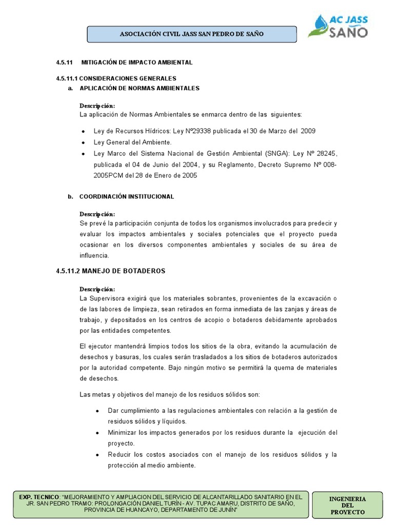 Mitigacion de Impacto Ambiental | PDF | Residuos