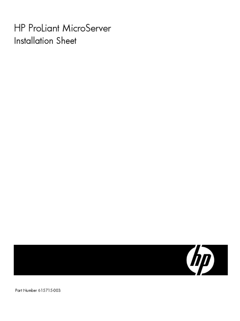 HP ProLiant MicroServer - Installation Sheet | PDF | Bios | Hard Disk Drive