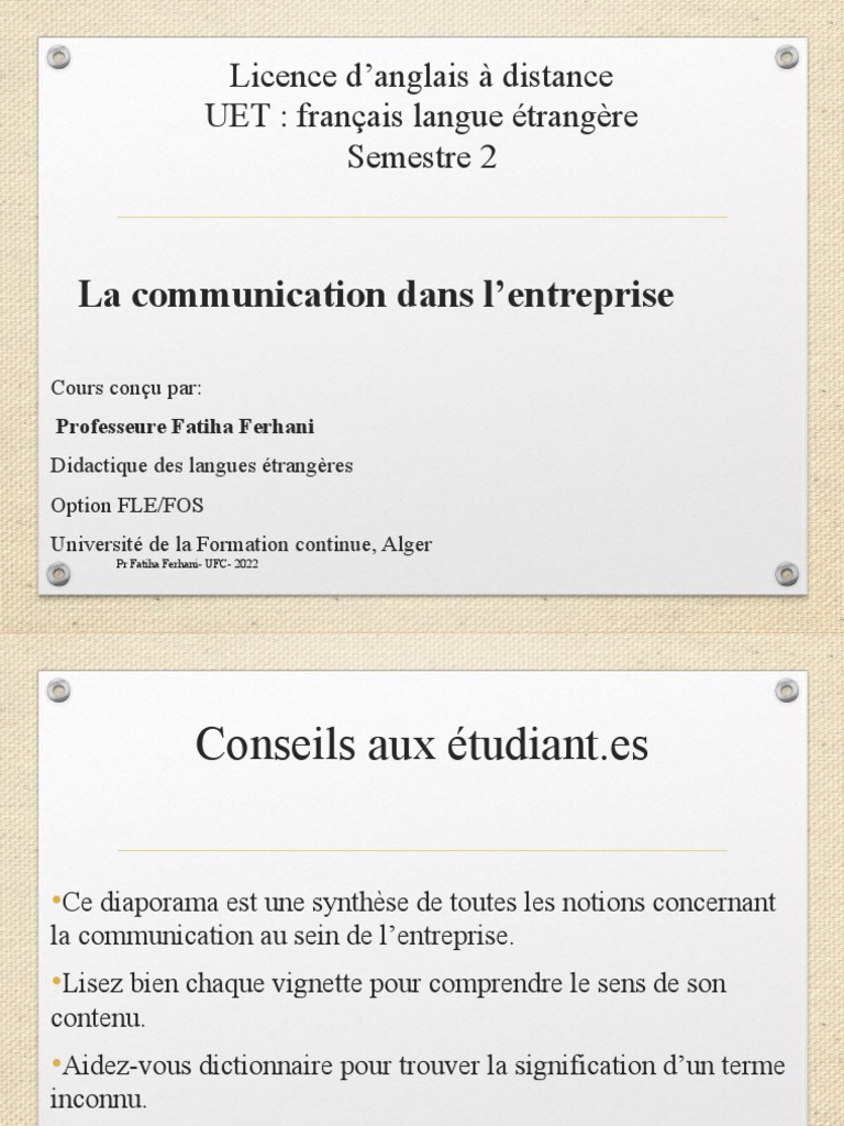 La Communication Dans L entreprise Licence D anglais Distance UET 