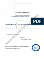 Mba Sem - I 201 Business Ethics & CSR: For Private Circulation Only