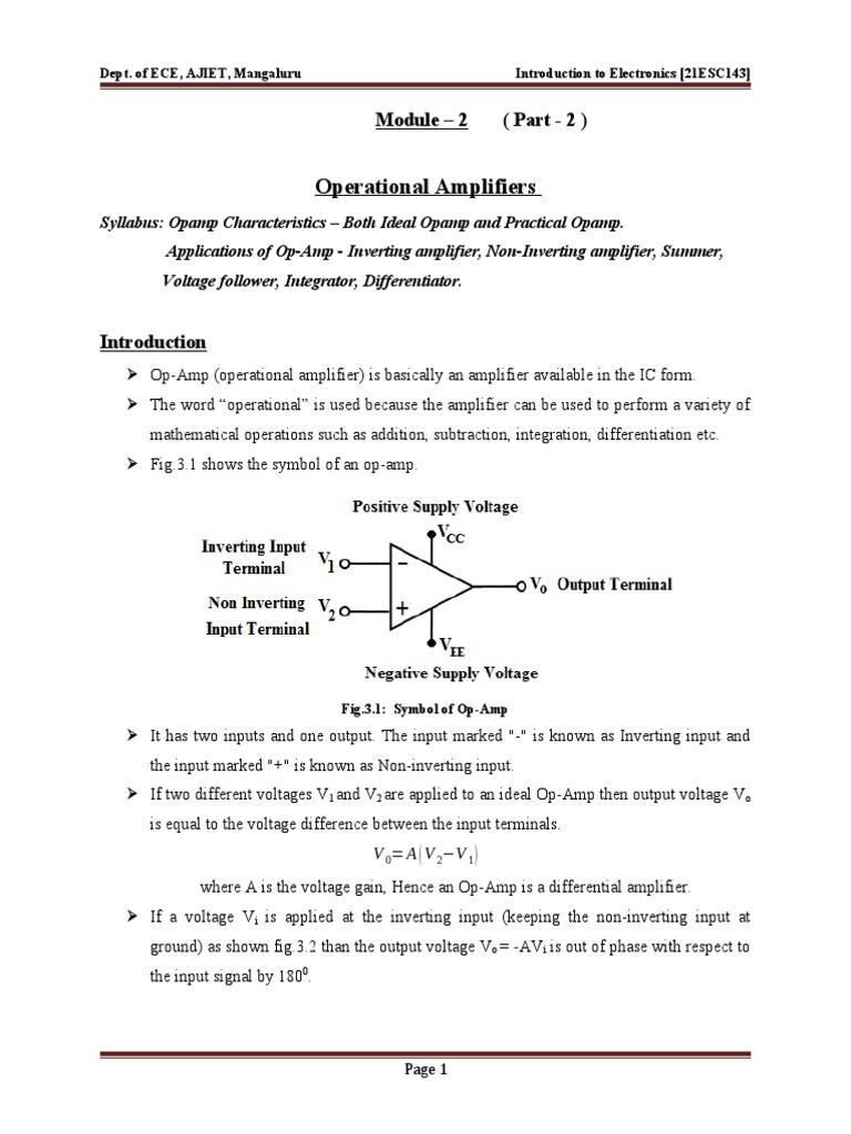 Operational Amplifiers Characteristics, Applications, and Worked