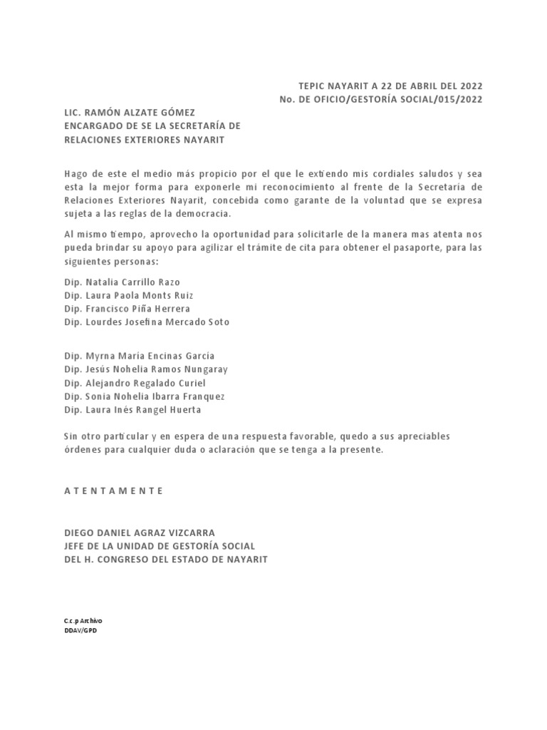Oficio Relaciones Exteriores PDF