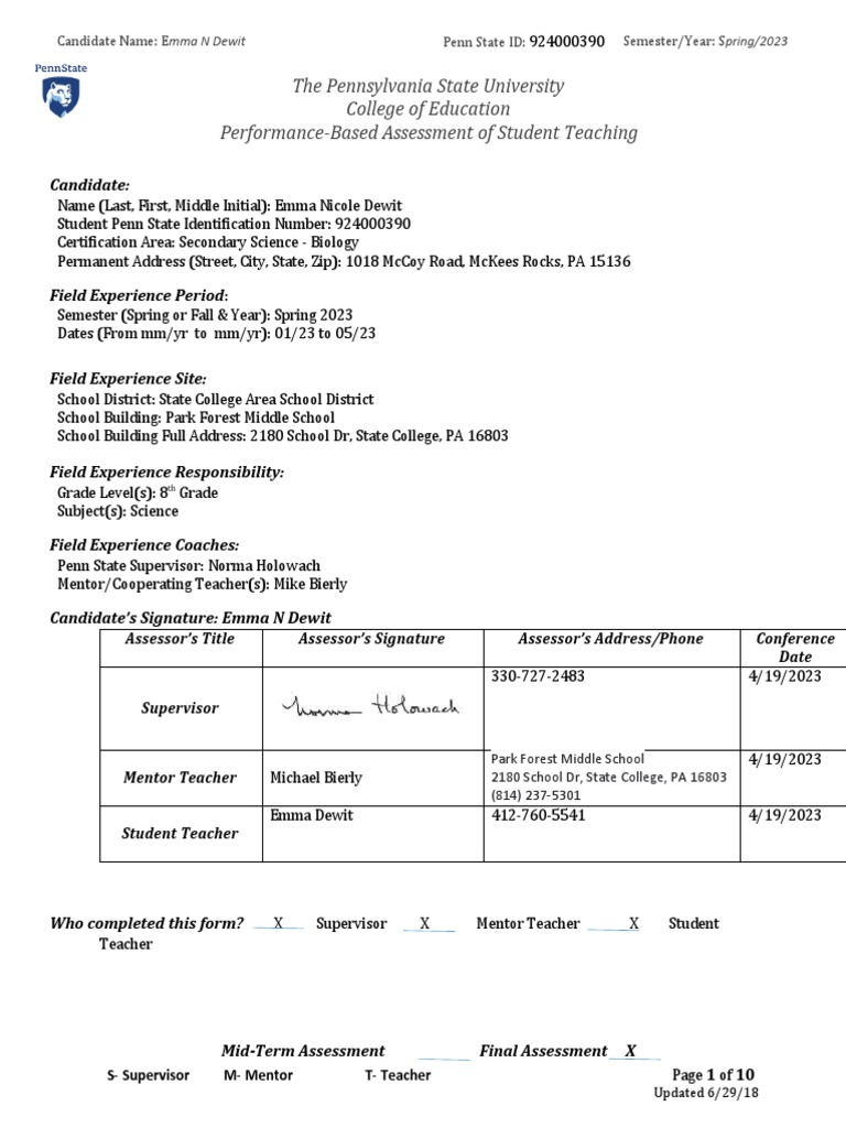 Dewit Emma st1 Final 1 PDF Educational Assessment Learning