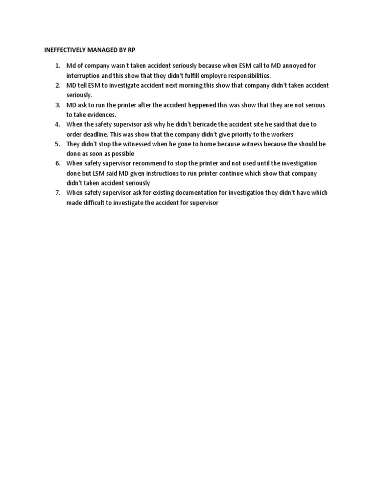 Ineffective Accident Management Practices | PDF | Career & Growth