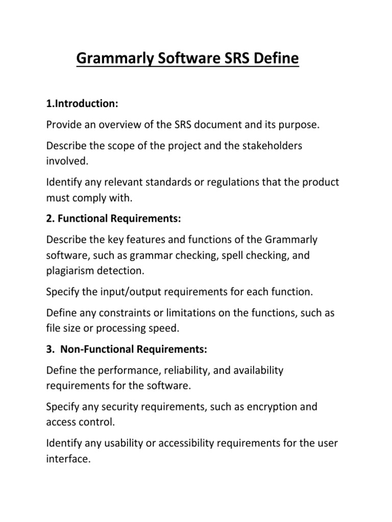 Grammarly Software SRS Define PDF Software Testing Computing