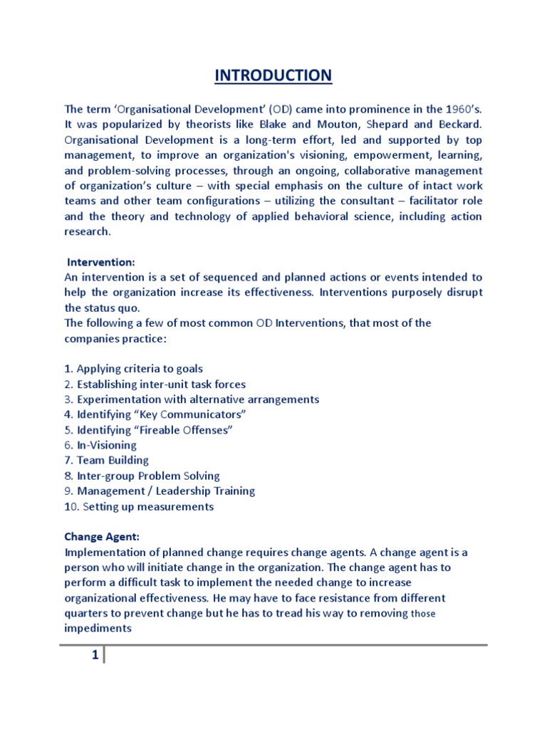 OD Intervention | PDF | Organization Development | Action (Philosophy)