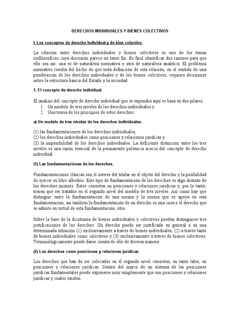 Derechos Individuales y Bienes Colectivos | PDF | Derechos | Racionalidad