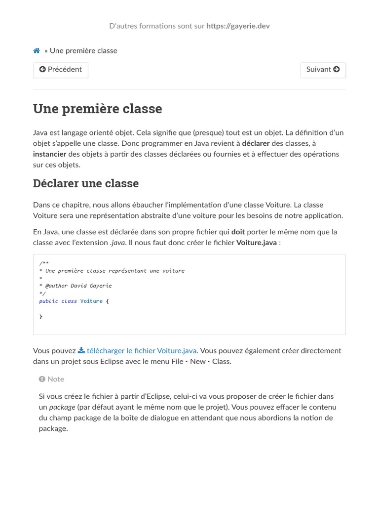 Introduction à la classe Voiture en Java | PDF | Classe (informatique ...