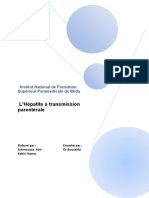 L'Hépatite À Transmission Parentérale: Institut National de Formation Supérieur Paramédicale de Blida