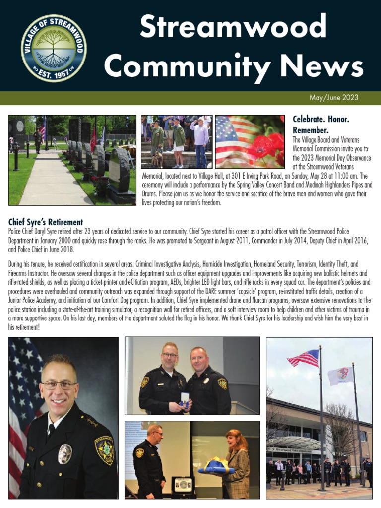 Streamwood Village Newsletter, May/June 2023 Issue PDF Firefighter