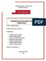 Monografia de Agua para El Uso Farmaceutico: Universidad Privada de Huancayo Franklin Rosvelt