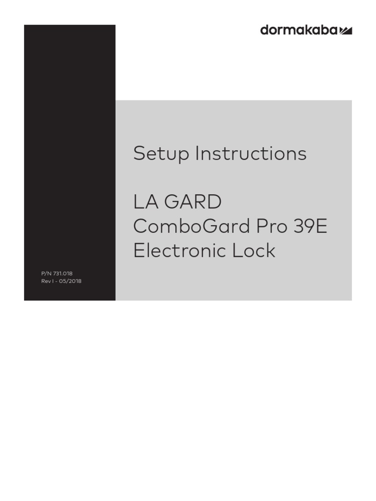 La Gard Combogard Pro 39e Electronic Lock Setup Instructions 731 018 ...
