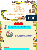 Comunicación Comunicación: Sexto Grado Tema: El Párrafo Sexto Grado Profesora: Maritza Pineda Chávez