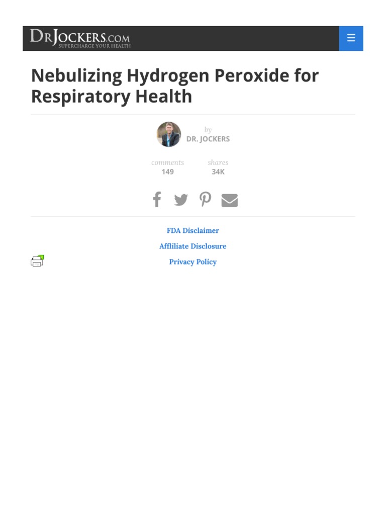 Nebulizing Hydrogen Peroxide For Respiratory Health PDF Infection