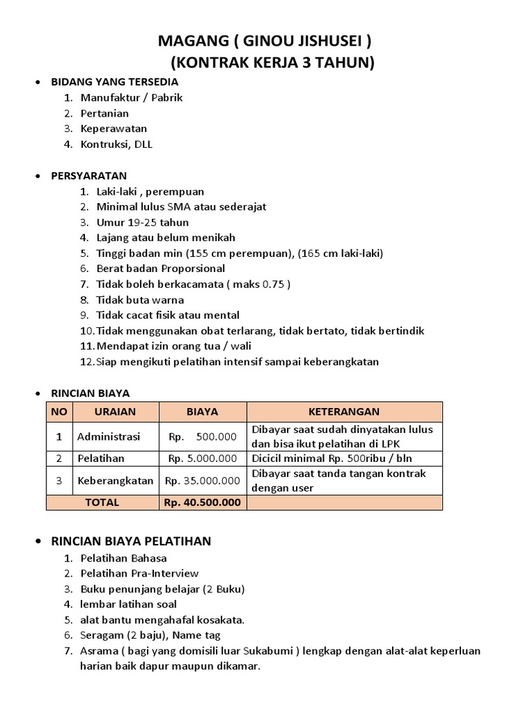 Persyaratan Magang | PDF