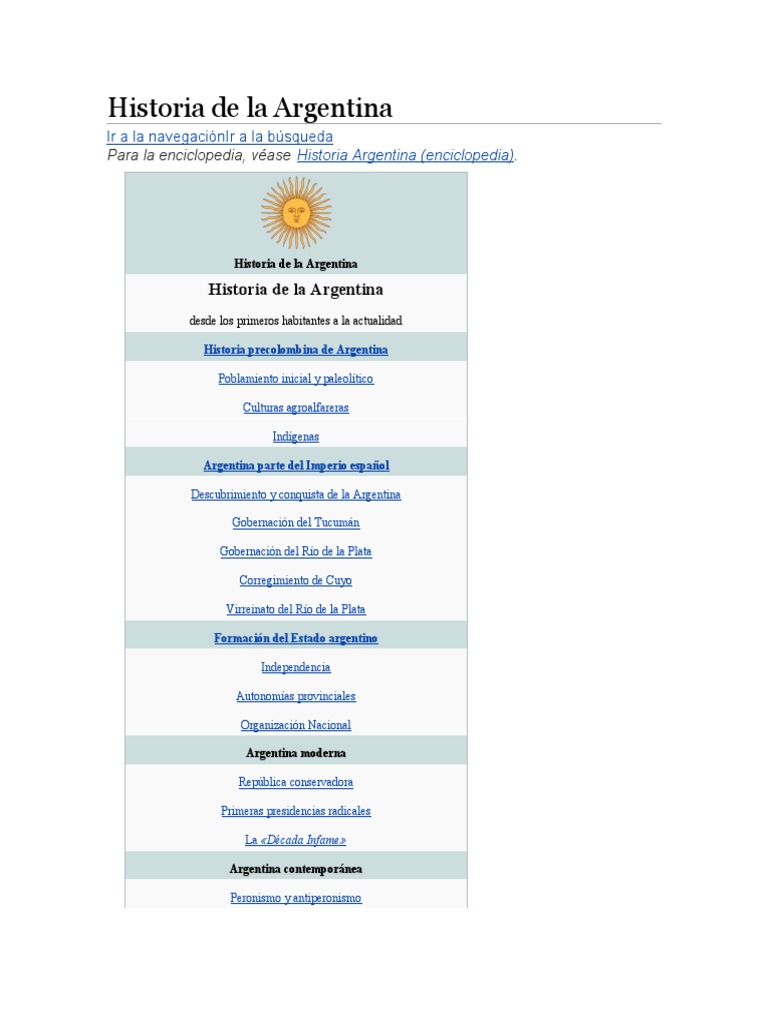Historia de La Argentina PDF Argentina America latina