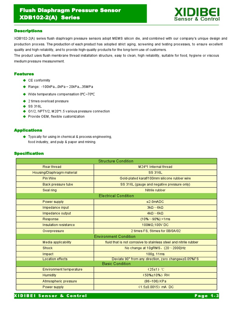 XDB102 2 (A) PDF Sensor Power Supply