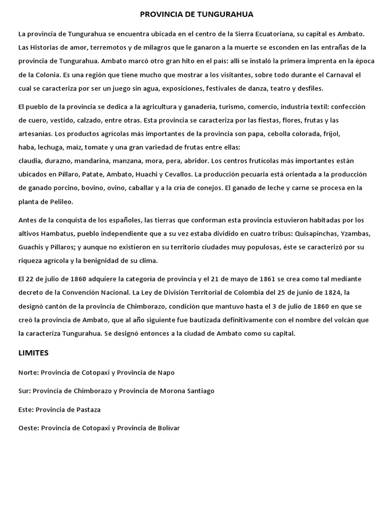 Tungurahua Provincia y Cantones PDF